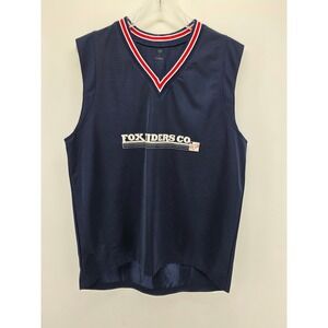 Fox Racing Jersey Mens Large Navy Blue Fox Riders Co Sleeveless Mesh V-Neck